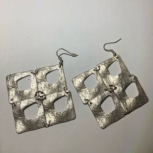 Silver Geometric Dangle Earrings